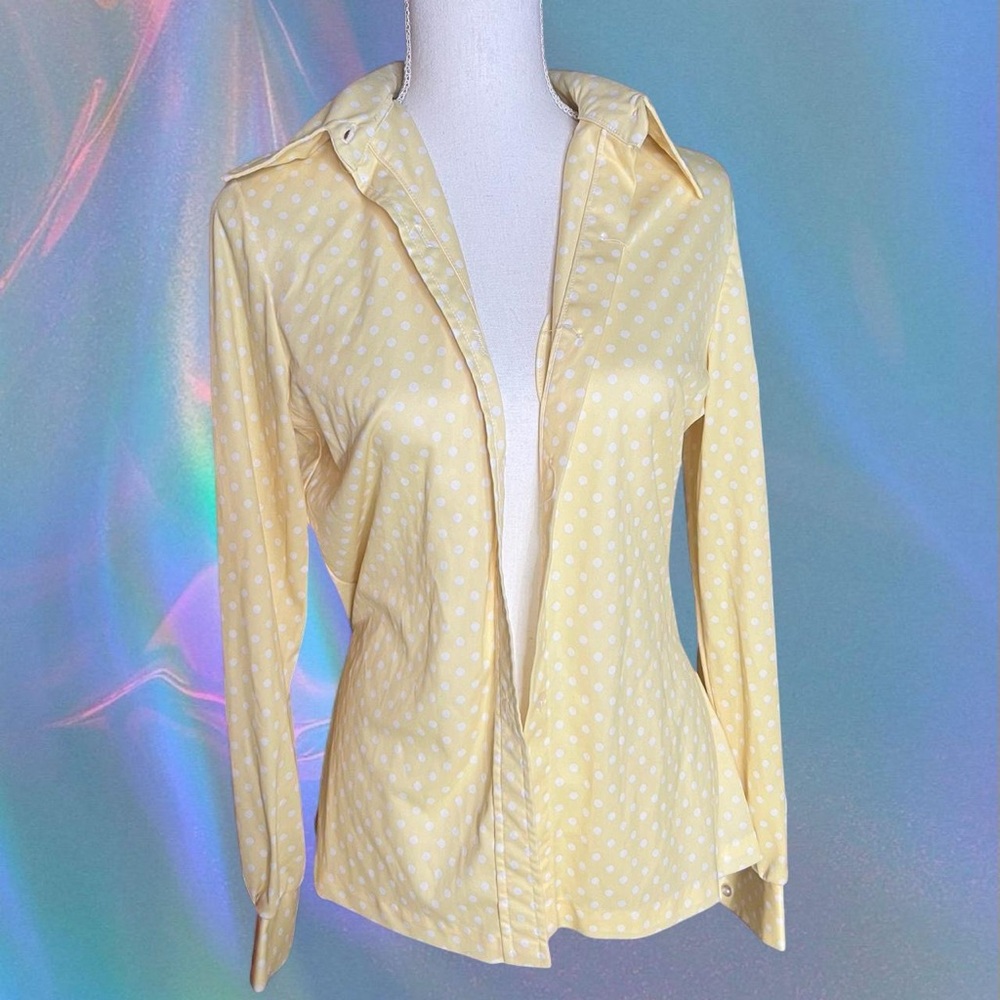 Chic Yellow Polka Dot Button Down Shirt - image 1